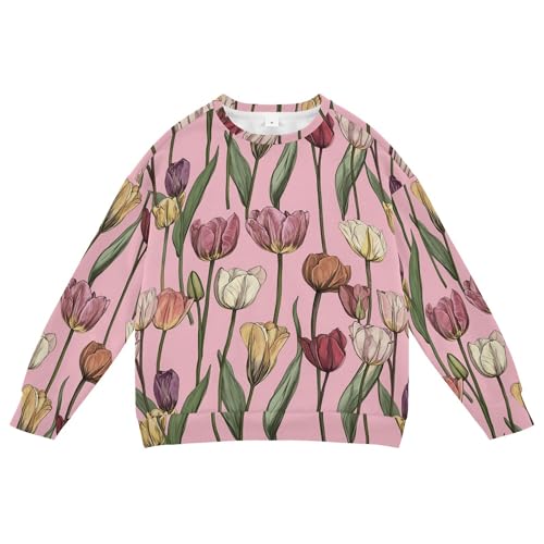 JUNZAN Safari Tulips Pink Big Boys Sweatshirts Hoodies Fleece Kids Pullover Hoodie Camping 4T