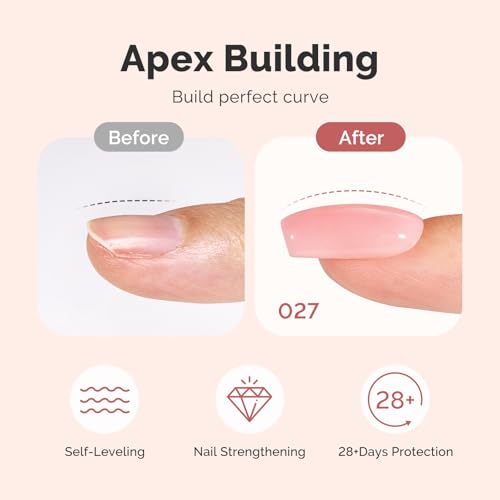 Image of MelodySusie No Wipe Glossy Top Coat Base Coat Builder Gel 027 Set Long Lasting Shine Finish Soak Off UV LED Nail Lamp Nail Art Design Manicure Kit Perfect Gifts for Women Girls 3 Pcs 15ml
