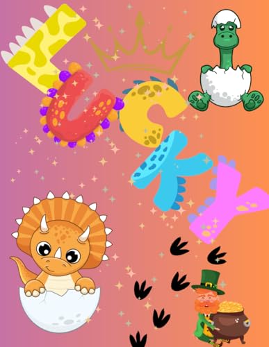 LUCKY DINO: Wide Ruled Notebook With A Purple-Orange Cool Dinosaur Cover For Kids, Teens,And Students,Cute Journal Perfect Gift For Dinosaur Lovers