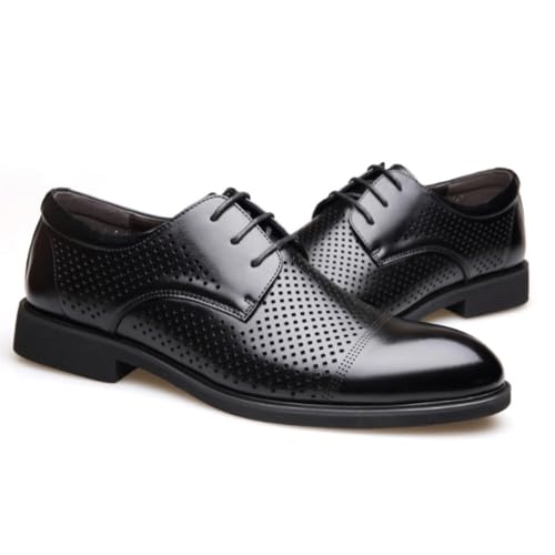 Men's Lace Up Platform Oxford Leather Dress Shoes Chunky Heel Comfortable Rubber Sole2