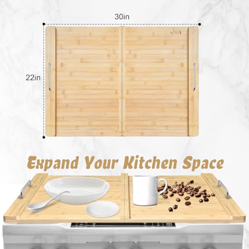 Folding Noodle Board Stove Cover, Cubierta para Estufa de Bambú Rectangular con Asa Plegable 29.5" x 22" miniatura 6