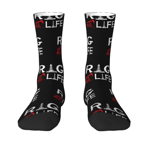 Oil Rig Life Oilfield Worker Oil Driller Drilling Adult Polyester Crew Socks Breathable Moisture-Wicking Athletic Running Gym5