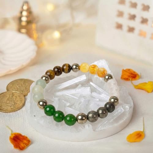 Image of Astrotalk Dhan Yog Bracelet |Attracts Wealth & Prosperity | Manifest Wealth with Citrine, Jade, Tiger Eye, Clear Quartz & Pyrite Stone | Bracelet for Man & Woman | Gift for Man & Woman