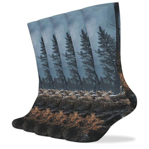 FodPand Mountain Bike Tournament Knee High Socks Cozy Knee High Socks Soft Mid-Length Sock for All Seasons Daily Wear Adult