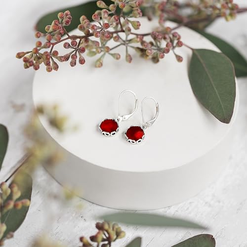 Bottled Up Designs Handmade Vintage Leverback Botanicals Earrings, Sterling Silver, Eco Friendly, Made in USA, Birthday Gifts, Mothers Day, Women, Anniversary (Red Beer Bottle)2