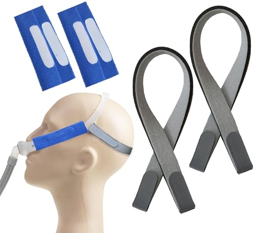 Lot de 2 sangles de casque CPAP avec 2 housses CPAP, compatibles avec le masque CPAP pour oreiller nasal ResMed Swift FX