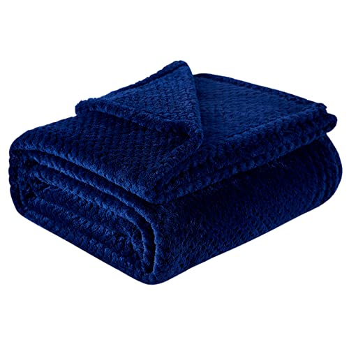 Lifewit Couverture Polaire Gaufrée pour Le Canapé, Le Lit, Le Voyage en Plein Air, Couverture Moelleuse et Duveteuse en Microfibre pour Toutes Les Saisons, Bleu Marine, 150 x 200 cm