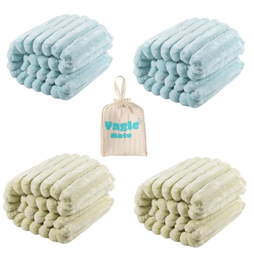 Image of 4 Pack Fuzzy Baby Blanket for Boy, Soft Newborn Crib Blankets with Wider Striped Design Samll Throw Toddler Receiving Blanket for Daycare,30”×40” (Blue、Green)