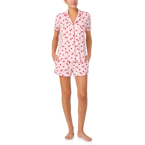 Image of kate spade new york Short Sleeve Brushed Jersey Notch Boxer Pajama Set