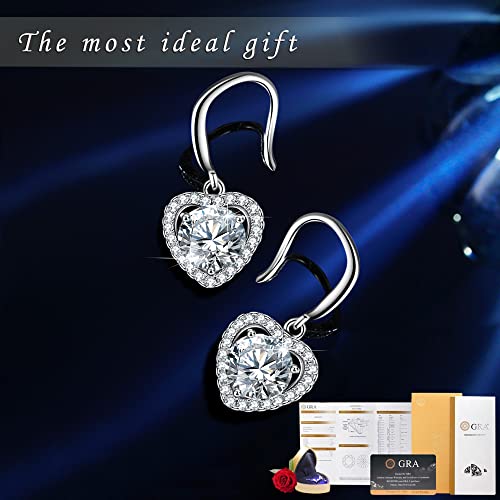 2CT Moissanite Earrings 18K White Gold Plated D Color Top Grade Cut Diamond With GRA Certification 925 Sterling Silver Ideal Gift for Women Valentines, Mothers Day, Christmas, and Birthdays4