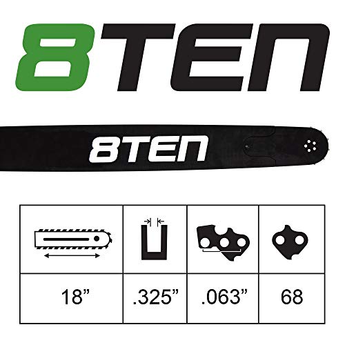 8TEN Chainsaw Guide Bar for Stihl 021 023 025 017 018 009 020 011 010 012 MS 250 180 18 inch .063 Gauge .325 Pitch 68DL