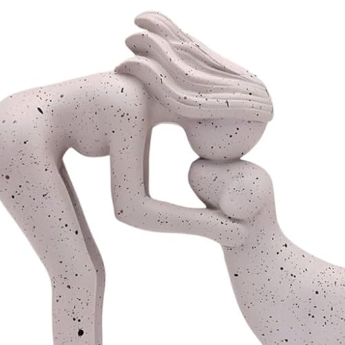 Estatua decorativa mujer y perro 6.18x5.51 pulg blanca miniatura 2