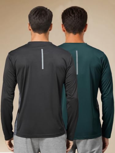 Image of CHKOKKO Gym T Shirts for Men Workout Solid Quick Dry Sports Men T-Shirts Breathable Lightweight Full Sleeve Regular Fit Round Neck Running Stylish Tshirt for man