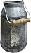 Vintage Galvanized Metal-Decorative Milk Pail w/ Wood Handle