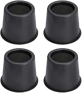Tcatec Bed Risers 4 inch Round Heavy Duty Stackable Furniture Raiser Bed Sofa Chair Table Desk Leg Riser Lifter Elevatorset of 4 pcsBlack