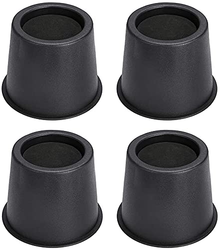 Tcatec Lot de 4 élévateurs de lit ronds en forme d'éléphant réglables pour meubles empilables pour rangement sous le lit Noir Cover