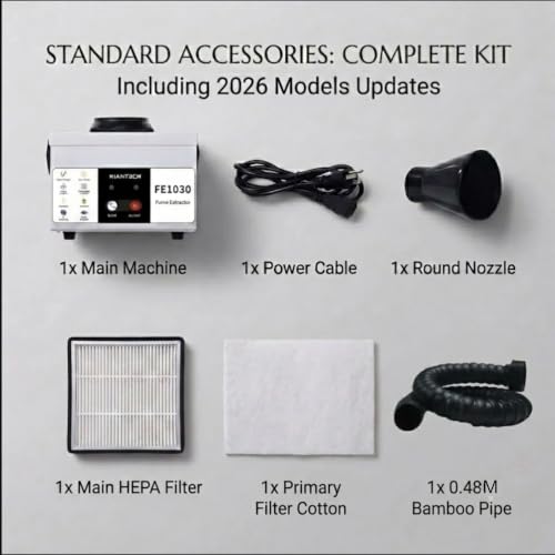 Image of SYNCRA FE1030S Fume Extractor 2026 Model| Mobile Small Fume Extractor for Soldering Smoke Purification and Laser Marking Smoke | Compact Portable Design for Electronics DIY Projects and Workbench Use