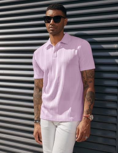 Image of PJ PAUL JONES Mens Polo Shirts Short Sleeve Textured Knit Polos