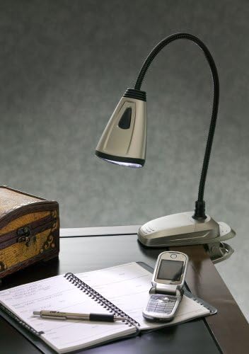 Light It! By Fulcrum, 6-LED Clip On Desk Lamp, Wireless, Silver