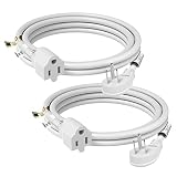 FIRMERST 1875W Flat Plug Extension Cord 10 Feet 14 AWG 15A White, Pack of 2