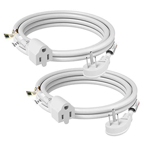 Firmerst 1875W Flat Plug Extension Cord 10 Feet 14 Awg 15A White, Pack Of 2 #TOP6