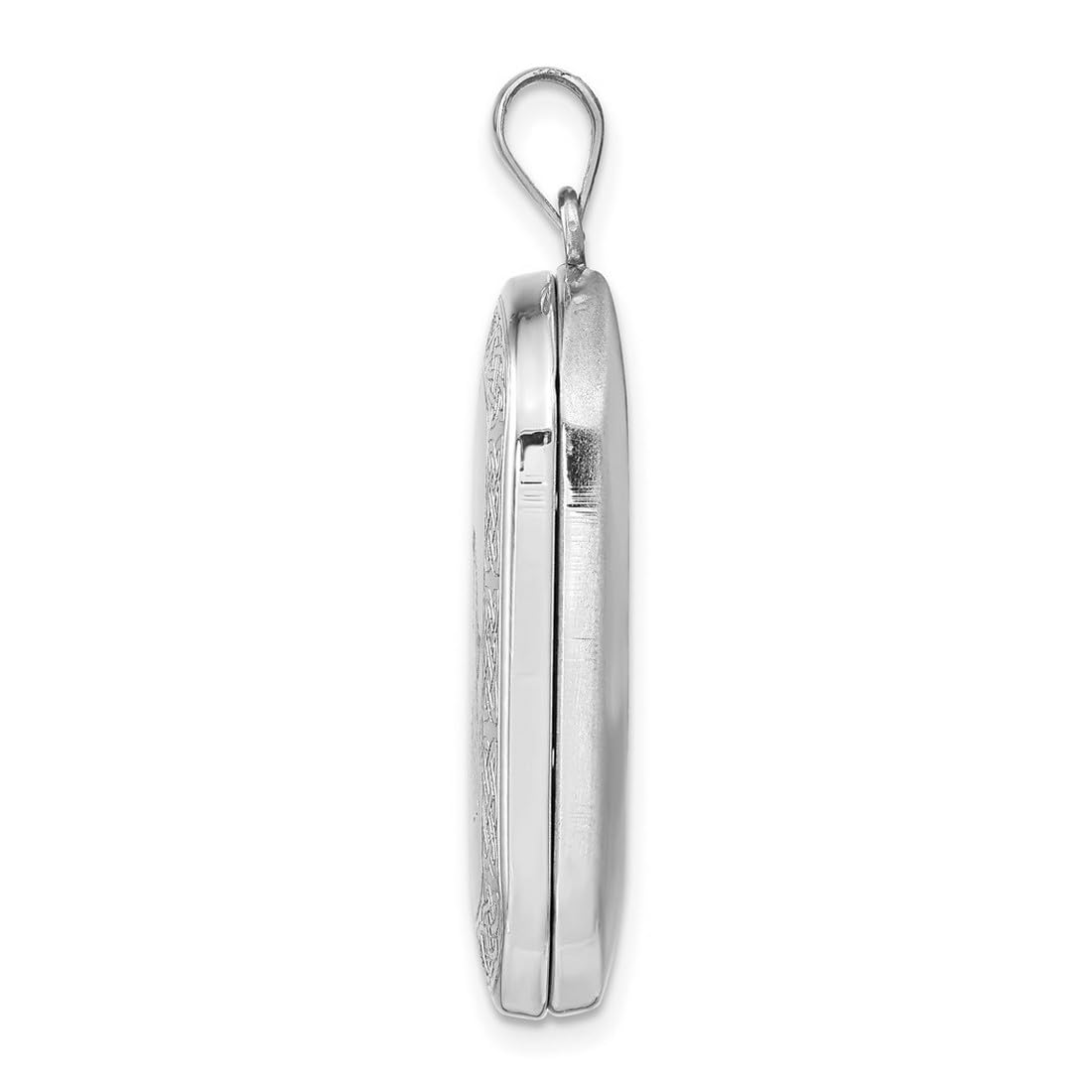 JewelryWeb 925er Sterlingsilber, poliert, gemustert, für 2 Fotos, irischer Claddagh-keltischer Dreifaltigkeitsknoten, rechteckig, Medaillon, 38,5 x 19,15 mm breit, Medaillon-Halskette für Damen