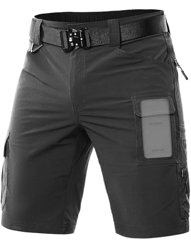 Moosehill Men's Hiking Cargo Shorts Quick Dry Work Shorts for Men Casual Tactical with 7 Pockets Waterproof No Belt Dark Grey