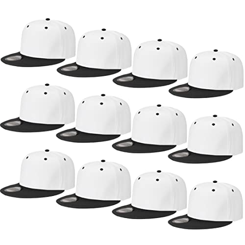 Image of Falari Wholesale 12 Pack Snapback Hat Cap Hip Hop Style Flat Bill Blank Solid Color Adjustable Size