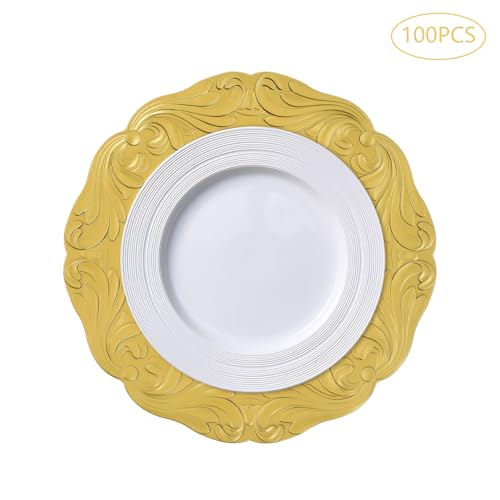 100 platos dorados redondos usos múltiples 12.8 pulg miniatura 4