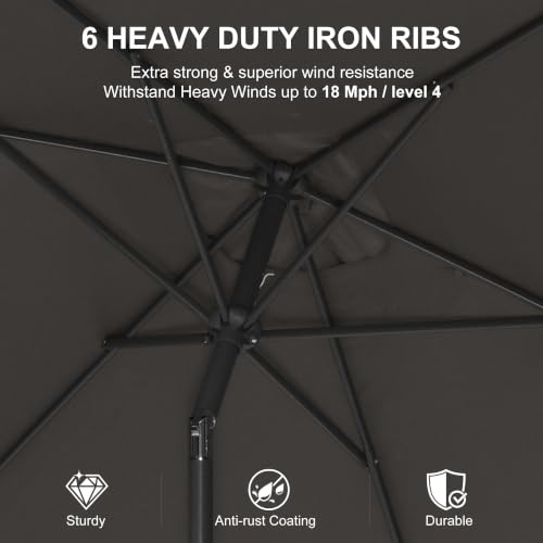 PURPLE LEAF Patio Market Umbrella 6.5' x 10' with Base UV Protection, Gray — view 6