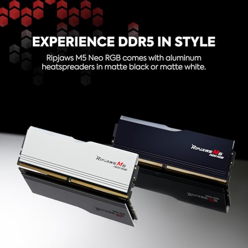 Image of G.SKILL Ripjaws M5 Neo RGB Series (AMD Expo) DDR5 RAM 32GB (2x16GB) 6000MT /s CL36-48-48-96 1.25V Desktop Computer Memory UDIMM - Matte White (F5-6000J3648D16GX2-RM5NRW)