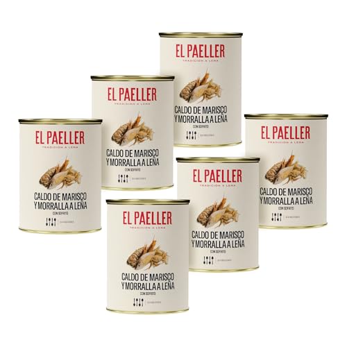 EL PAELLER - Caldo de Marisco | Caldo de Pescado | Cocinado a Leña con Ingredientes 100% Naturales | Perfecto para Paellas, Arroces y Guisos | Pack de 6 uds, 6L | Sin Conservantes