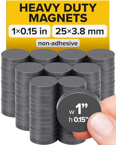 Image of Ultra-Strong Ceramic Round Magnets (1x0.15 /25x4mm, 100 pcs) - Heavy Duty Magnets, Non-Corrosive, High Thermal Resistance, Versatile for Home, Office, Workshop, Whiteboard, Fridge and Hobby Use