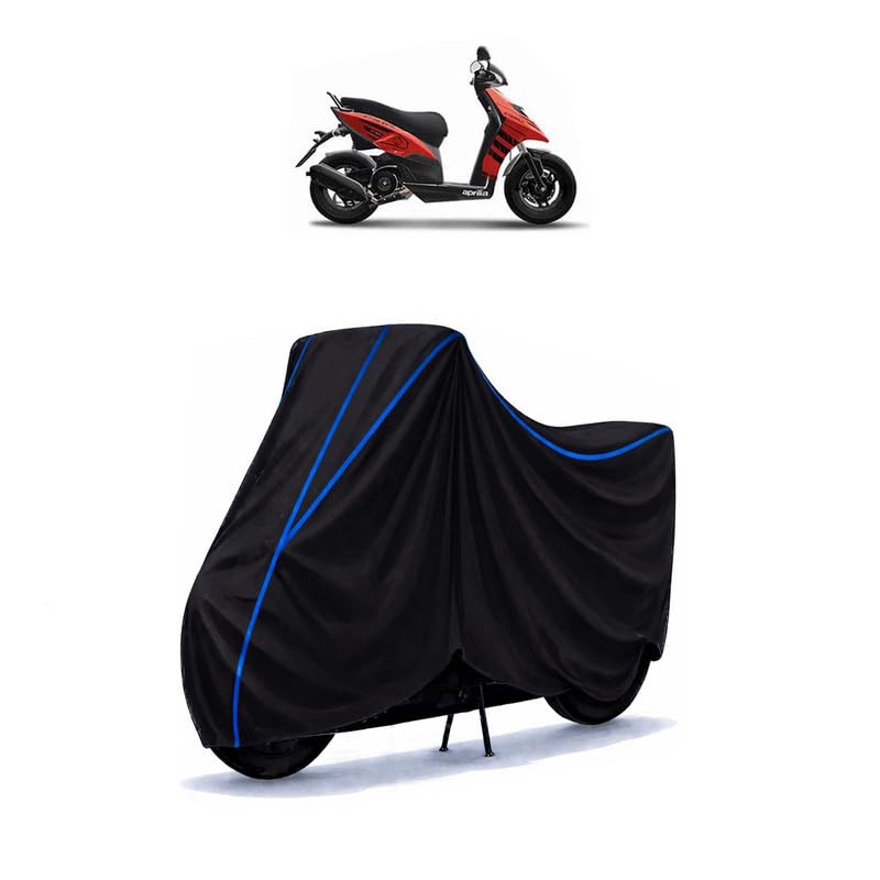 Image of Scooty Cover Water Resistant for SR Storm | Universal Scooter & Bike Cover | Heavy Duty UV Dust, Rain & Scratch Protection Weather Indoor Outdoor | Black with Blue Piping