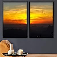 2 Piece Framed Canvas Wall Art Sunset in The Mountains Canvas Prints Home Artwork Decoration for Living Room,Bedroom - 16