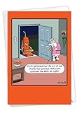 NobleWorks - Happy Halloween Card Funny - Fun Cartoon Humor, Spooky Greeting Notecard with Envelope - Vacuum Dog C3410HWG