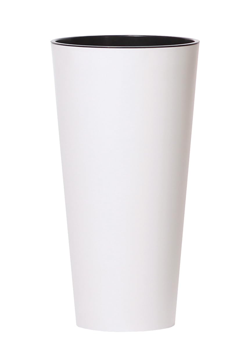 Blumentopf Ø 40 cm, Höhe 76 cm | Blumenkübel in Eleganter Design aus langlebigem Kunststoff, witterungs- und UV-beständig | Übertopf für stilvolle Garten- und Raumgestaltung | Weiß