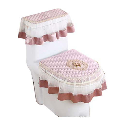 Toile Sitzauflagen 3 Stück/Set Europäische Spitze WC-Sitzkissen Haushalt WC-Sitz Toilettensitzabdeckung Combo Waschmaschine Winter U-förmig WC-Sitz (Color : 001) – Bild 6