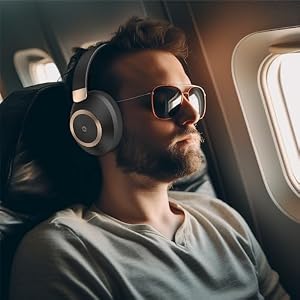 EAORUL Active Noise Cancelling Headphones, 100H Playtime Headphones Wireless Bluetooth, Bluetooth Headphone with Mic, Over Ear Wireless Headphone with Deep Bass, Fast Charging for Travel — photo 6 of 6