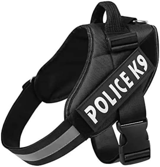 24x7 eMall Dog K9 Police Dog Harness Vest with Hook and Loop Straps and Handle and Adjustable (M- 22-28 Inch Girth, Black)