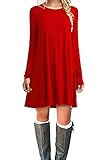 MOLERANI Women's Casual Plain Simple T-Shirt Loose Dress (M, Red2)