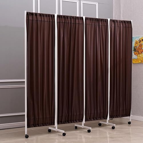 Paravent médical acier inoxydable pliable marron à roulettes multidirectionnelles - 2