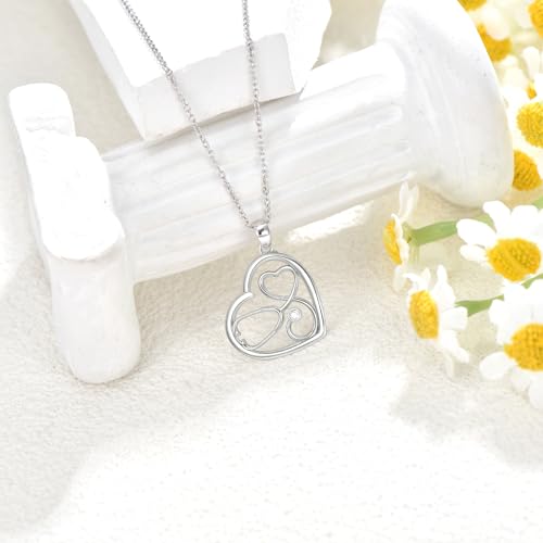 Diamond Stethoscope Necklace for Women 925 Sterling Silver Heart Pendant Gifts for Women Diamond Jewelry for Birthday Mother's Day Valentine's Day3
