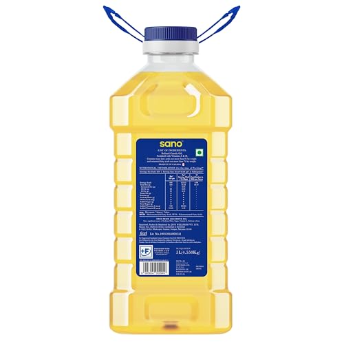 Image of Sano Canola Cooking Oil for Daily Use | Recommended for All Types of Cuisines | Lowest in Saturated Fat Content | Ideal for Health-Conscious Cooking | 5 Litre (Pack of 1) | Smart Cooking Choice