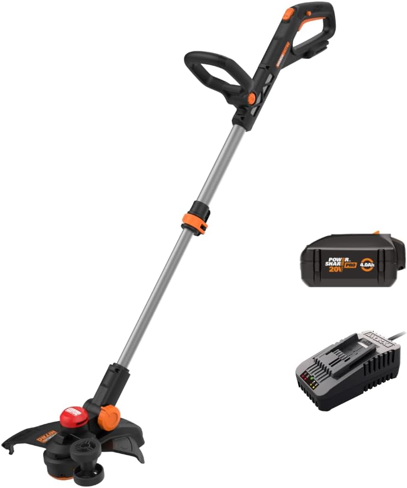 3 in 1 Cordless String Trimmer/Lawn Edger/Mini Mower, 13" Electric Weed Wacker with Command Feed, 20V Weed Eater with Brushless Motor, 4.0 Ah Battery & Charger Included, WG173