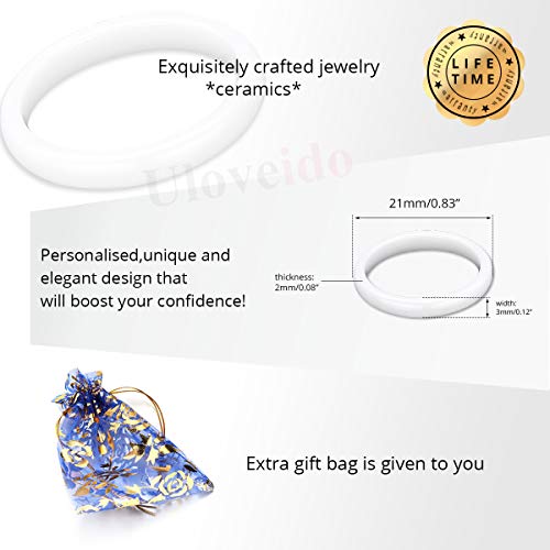 Uloveido Y551-WHITE-8 Anniversary 3Mm White Ceramic Rings thumb #6