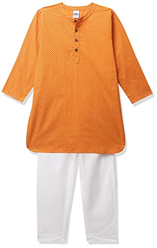 Image of Amazon Brand - Jam & Honey Regular Boys Kurta Sets PJ-SLUB Orange 6-7 Years
