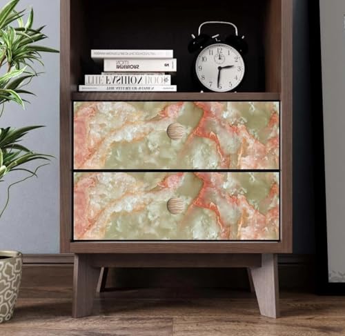 Image of WISDOM Marble Wall Sticker Wallpaper Decorative Home /Furnituer /Cabinets Marble Vinyl Wallpaper (24x80 Inch, Orange Crema)