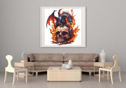 Image of Moohue Stamped Cross Stitch Kits for Adults Animal Dragon and Skull 14CT Pre Printed Cross Stitch Kits for Beginners (Animal Dragon and Skull)