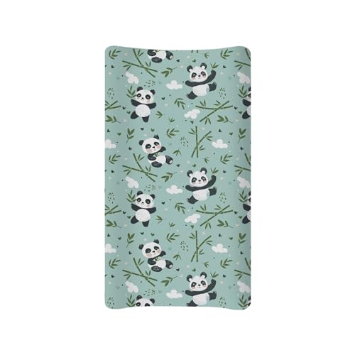 Image of Cute Bamboo Panda Changing Pad Cover Baby Boys Girls Changing Table Pad Covers Diaper Change Table Sheets Covers Soft Breathable